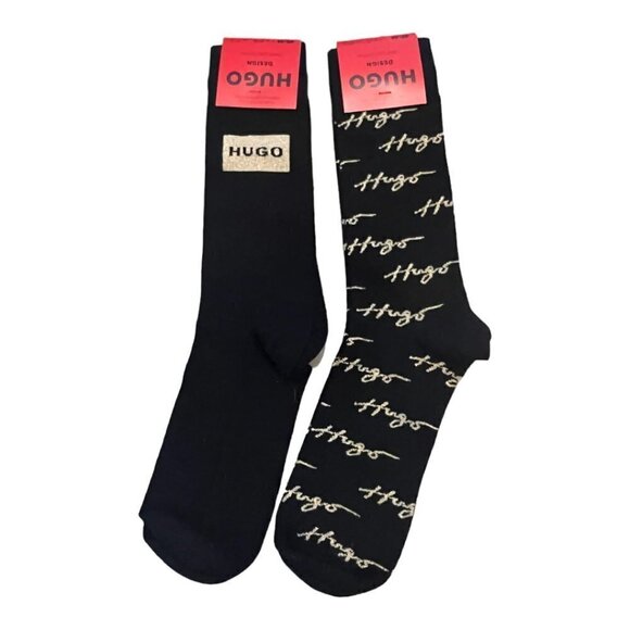 HUGO Boss Girls Knee Socks 40-46 (7-13) Black Brand New - Picture 1 of 2